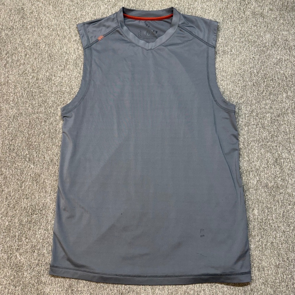 Rhone AG47 Silver Tech Mens Large Gray Sleeveless Training Gym Shirt Mesh Back